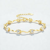 Moissanite Curve Wave Bracelet Adjustable Chain Chic Women’s Jewelry Subtle Sparkle Minimal Design Everyday Wear