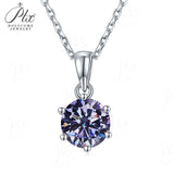 Moissanite Pendant Classical 6 Prongs 12 Color 925 Sterling Sliver Fine Jewelry Necklace Lady Birth Stones Wedding Gift Jewel