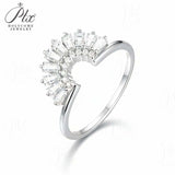 Sector Finger Ring with D Color Tifang-shaped Moissanite 10k 14k 18K Gold Plated 925 Silver for Daily Party Fine Jewely Gift