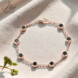 Moissanite Bracelet with 2.4CT D White/Black/Vivid Blue/Green Round Moissanite 925 Silver Plated Gold Women Man Party Gift Daily