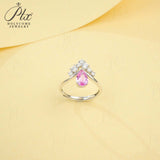 Crown Ring 5X8mm Pear Lab Grown Ruby Sapphire Zambian Padparadscha 925 Silver Ring for Women Man Engagement Christmas Party Gift