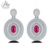 0.8-7CT Oval Cut Ruby/Sapphire/Colombian Emerald Earrings Lab-Grown Gemstone Jewelry Gift for Christmas Easter Hypoallergenic