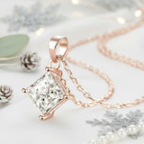 Princess Cut Classic Necklace 1/2/3CT D Color Moissanite S925 Plated White Yellow Rose Gold Chain for Engagement Chrisrmas Charm