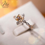 Flower Asscher Cut Champagne Moissanite Ring Women Only Gifts For Festivals And Anniversaries