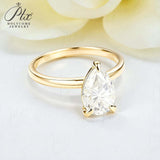 Moissanite Ring with 2CT D Color VVS1 Pear Moissanite S925 10k 14k 18k Plated White Yellow Rose Gold Daily Charm Party Jewely