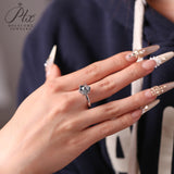 Engagement Ring Salt and Pepper Moissanite Diamond Pear Cut 925 Sterling Silver Plated with 18k Gold Wedding Jewelry Vintage