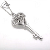 Love Key Dancing Pendant 1CT Round Cut Moissanite 925 Sterling Silver Daily Halo Necklace