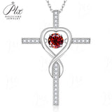 Moissanite Necklace 1CT 6.5mm Heart-Cross Pendant 925 Sterling Silver Women Wedding/Anniversary Special Gift Fine Jewelry Charms