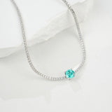 Lab-Grown Gemstone Bracelet Round Ruby Colombian Paraiba Four-Prong 925 Sterling Silver CZ Accents Christmas Gift NoFade Quality