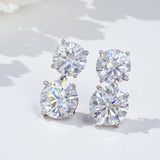 Earrings with 5.6/10CT D Color Round Moissanite 925 Silver Plated White Yellow Gold Ear Stud for Women Fashion Daily Jewely Gift