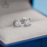 Classic 4 Prongs Setting Round Cut Moissanite Stud Earrings Women Only Gifts For Festivals And Anniversaries