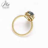 Engagement Ring Salt and Pepper Moissanite Diamond Pear Cut 925 Sterling Silver Plated with 18k Gold Wedding Jewelry Vintage