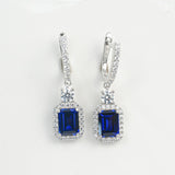 Emerald Cut 2.7-4CT Custom Earrings for Women Lab Grown Gemstones Ruby/Sapphire/Padparadscha Hypoallergenic Christmas Gift