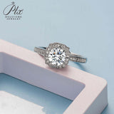 Flower Round Shape Moissanite Halo Half-Eternity Ring Women Only Gifts For Festivals And Anniversaries