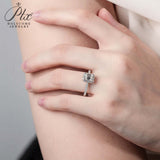 Emerald Cut Half-Eternity Halo Moissanite Ring Women Only Gifts For Festivals And Anniversaries