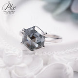 Engagement Ring Salt and Pepper Moissanite Diamond Pear Cut 925 Sterling Silver Plated with 18k Gold Wedding Jewelry Vintage