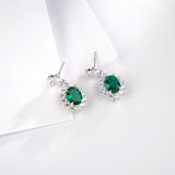 0.8-7CT Oval Cut Ruby/Sapphire/Colombian Emerald Earrings Lab-Grown Gemstone Jewelry Gift for Christmas Easter Hypoallergenic