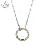 Circle Pendant Necklace 2CT D Color/Black/Champagne/Vivid Blue Round Moissanite S925 Plated Chain Perfect for Daily Party