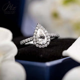 Pear Cut 1CT 925 Sterling Silver Half-Eternity Halo Moissanite Ring Women Only Gifts For Festivals And Anniversaries