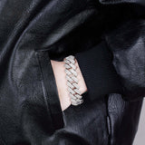 1.2MM Iced Prong Link Cuban Chain Bracelets for Men Women Full Rhinestones Chunky Miami Cuban Bracelet Punk Hip Hop Jewelry Gift