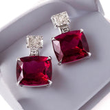 Lab-Grown Gemstone Earrings with D Color Moissanite 925 Silver Chubby Rectangular Anniversary Gift Hypoallergenic