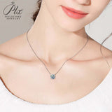 Necklace Moissanite 4-Prongs Pendant Multicolor Round 6.5mm Multicolor Gemstone Jewelry Women Birthday Engagement Gift Charms