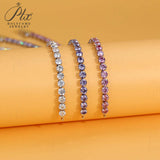 3/4mm Round Moissanite Tennis Bracelet D-Color/Light Pink/Light Purple S925 Silver Exquisite Jewelry Anniversary Gift