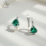 Chubby Triangle Colored Gemstone Earrings with 1.6-2CT Ruby Sapphire Colombia for Women's Gentle Fashionable Jewerly Ear Studs