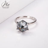 Engagement Ring Salt and Pepper Moissanite Diamond Pear Cut 925 Sterling Silver Plated with 18k Gold Wedding Jewelry Vintage