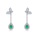 4X6mm Lab Grown Gemstone Earrings Ruby Sapphire Colombia S925 Butterfly Long Earring for Women Fashionable Christmas Party Daily