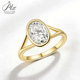 Oval Ring with 2.5CT D Color Moissanite Diamond 10k 14k Gold Plated 925 Silver for Women Man Engagement Wedding Party Jewely