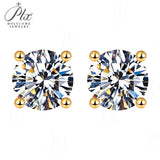Cultivated Diamond Stud Earrings Round D Color VVS1 925 Sterling Silver Hypoallergenic Non Tarnish Minimal Commute Earring