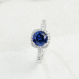 Gemstones Ring Round Shape Lab Grown Sapphire Padparadscha 925 Silver Proposal Wedding Band Hypoallergenic Anniversary Gift