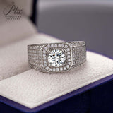 S925 Round Moissanite Half-Eternity Halo Ring for Men Gifts For Festivals And Anniversaries