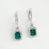 Emerald Cut 2.7-4CT Custom Earrings for Women Lab Grown Gemstones Ruby/Sapphire/Padparadscha Hypoallergenic Christmas Gift