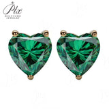 Heart Shaped Stud Earrings Lab Grown Gemstones Ruby Sapphire Emerald S925 Sterling Silver GRA Certificate Charms Birthday Gift