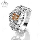Vintage Asscher Cut Champagne Moissanite Ring Women Only Gifts For Festivals And Anniversaries