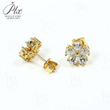 Flower-Shaped Earring Jewelry with Moissanite/Sapphire/Ruby 925 Sterling Silver Plated Screwback Earrings for Women