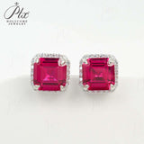 3-6.5CT Custom Earrings Lab Grown Gemstone Emerald/Ruby 925 Silver Gift Hypoallergenic Fade Resistant Factory Direct Sale
