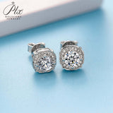Floral Round Moissanite Halo Stud Earrings Women Only Gifts For Festivals And Anniversaries