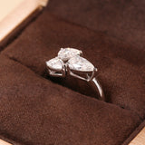 Total 2CT Moissanite Custom Ring Three-Pear Cut D/VVS1 Clarity S925 Silver Sparkling Exquisite Engagement Christmas Gift