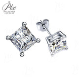 Princess Square Solitaire Stud Earrings Women Only Gifts For Festivals And Anniversaries