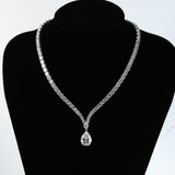 Elegant 925 Sterling Silver Crystal Necklace with Pear/Emerald/Round/Radiant Pendant Luxury Sparkling Jewelry for Weddings Parties and Special Events