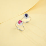 Gemstones Ring Oval Cut Lab Grown Ruby Sapphire Columbia Padparadscha 925 Silver Anniversary Gifts Charms Jewelry for Woman