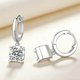 Hoop Bullhead Moissanite Earrings with 1-2CT D Color Round Moissanite S925 Silver Plated for Fishion Party Gift Hypoallergenic