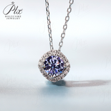 Moissanite Square-shaped Necklace Pendant Multicolor S925 Sterling Silver Gemstone Jewelry Women Wedding Anniversary Gift Party