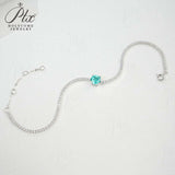 Lab-Grown Gemstone Bracelet Round Ruby Colombian Paraiba Four-Prong 925 Sterling Silver CZ Accents Christmas Gift NoFade Quality