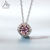 Moissanite Square-shaped Necklace Pendant Multicolor S925 Sterling Silver Gemstone Jewelry Women Wedding Anniversary Gift Party