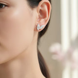 Double Clover Earrings with4CT D Color Marquise Cut Moissanite 925 Silver Plated White Yellow Gold Ear Stud Fashion Daily Jewely