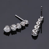 Moissanite Earrings Tassel Pendant Ear Stud Piercing  Ten Stones Round Shape 925 Sterling Silver Top Quality Wedding Jewelry